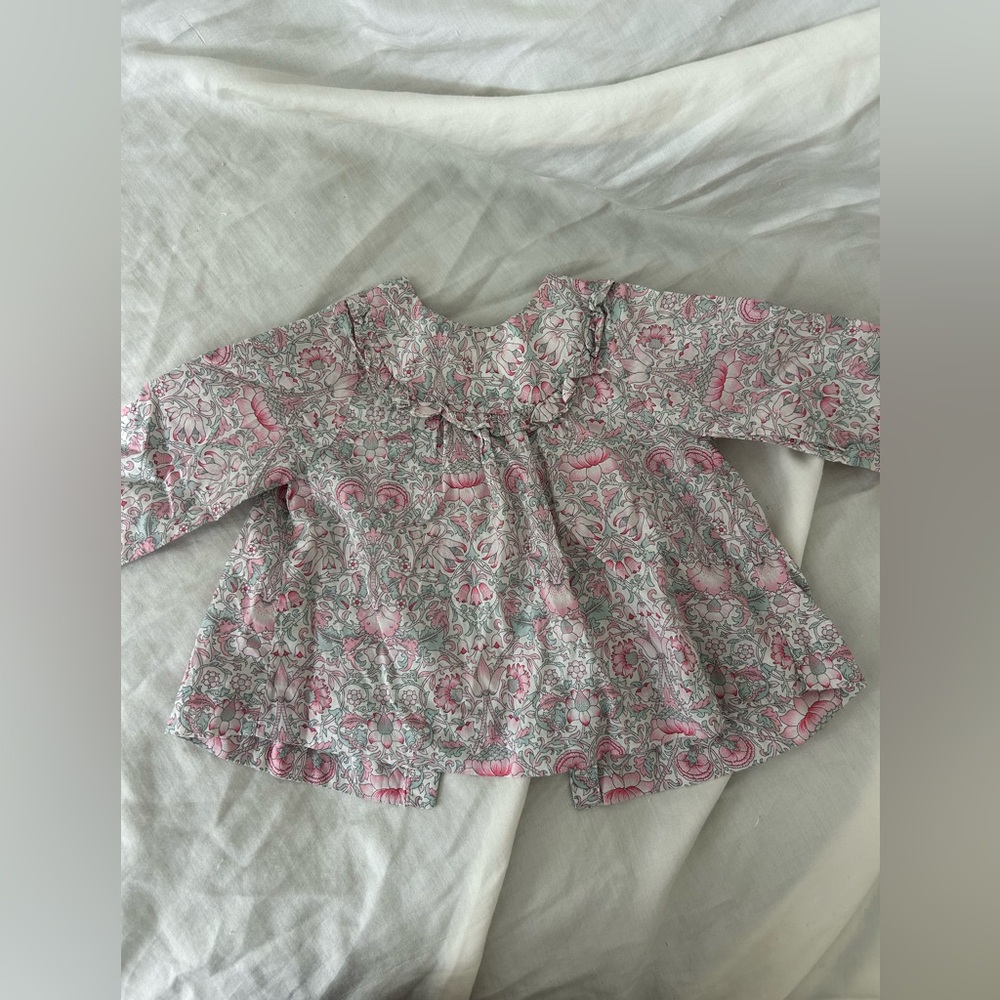 Jacadi Liberty print long sleeve baby blouse top cotton fabric